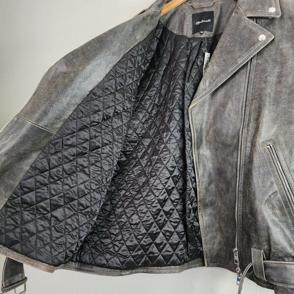 NEW Madewell Distressed Leather Oversized Motorcycle Jacket - Picture 15 of 15